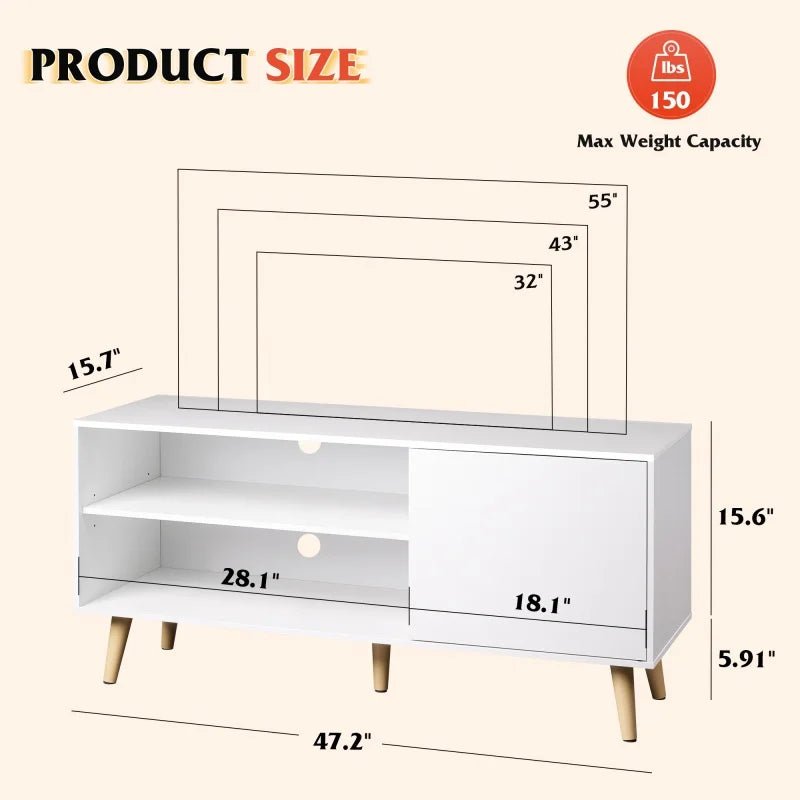 GALAXHERO TV Stand for 55 Inch TV Mid Century Modern TV Console with Storage Cabinet Entertainment Center for Living Room - Recipeliebe.com