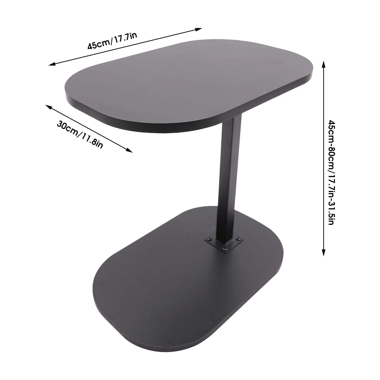 Height Adjustable Side Table 45 - 80cm, C - shaped Side Table, Small Coffee Table for Home&Outdoor - Bakesbyemily.com