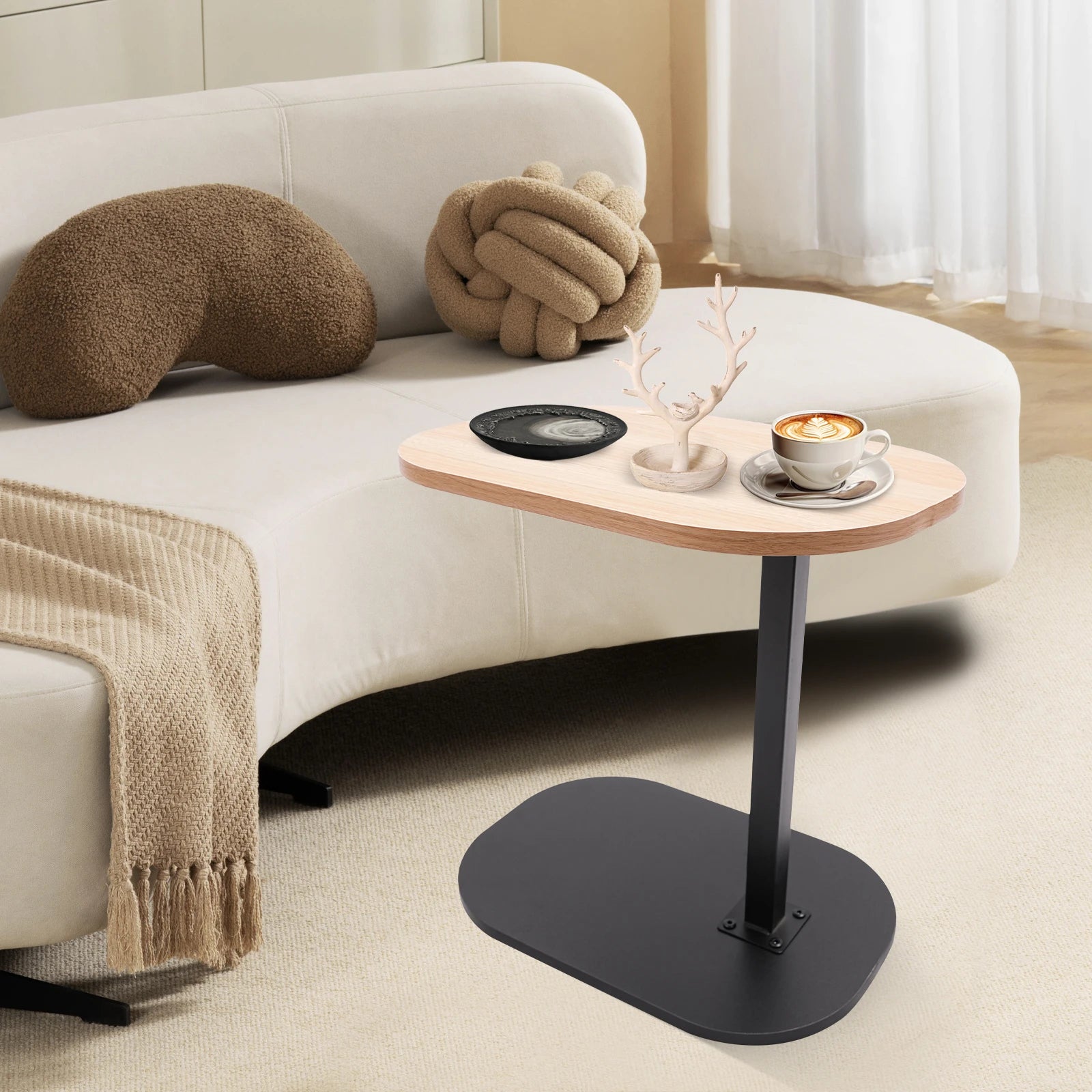Height Adjustable Side Table 45 - 80cm, C - shaped Side Table, Small Coffee Table for Home&Outdoor - Bakesbyemily.com