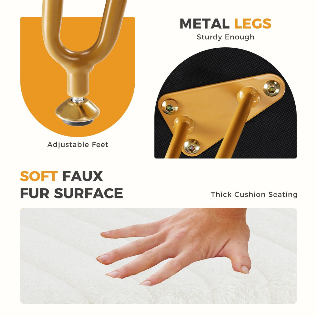 JHK Faux Fur Living Room Hidden Storage Stools & Ottomans Padded Makeup with 4 Metal Legs Anti - Slip Adjustable Feet for Home - Bakesbyemily.com