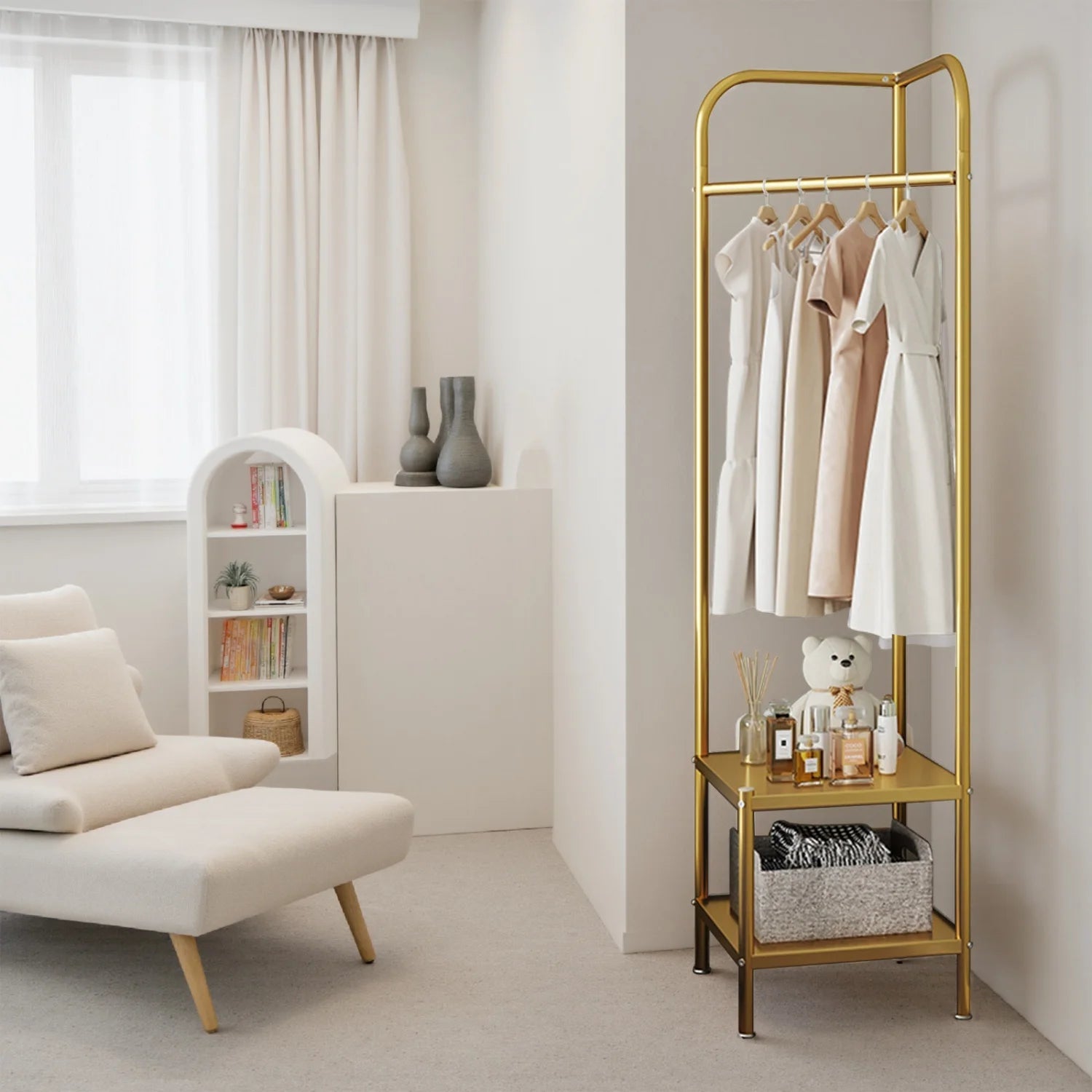 Metal Corner Coat Rack,Freestanding Coat Stand,Clothes Rack Clothes Stand,Clothing Rack Coat Hanger Stand for Entryway Hallway - Recipeliebe.com