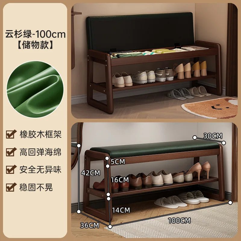 Modern Solid Wood Shoe Bench Entryway Multilayers Storage Stool Luxury Design for Hallway Bedroom Wide and Comfortable - Recipeliebe.com