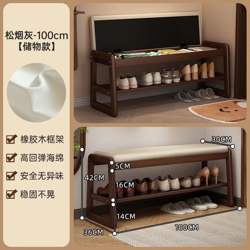 Modern Solid Wood Shoe Bench Entryway Multilayers Storage Stool Luxury Design for Hallway Bedroom Wide and Comfortable - Recipeliebe.com