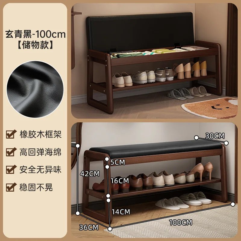 Modern Solid Wood Shoe Bench Entryway Multilayers Storage Stool Luxury Design for Hallway Bedroom Wide and Comfortable - Recipeliebe.com