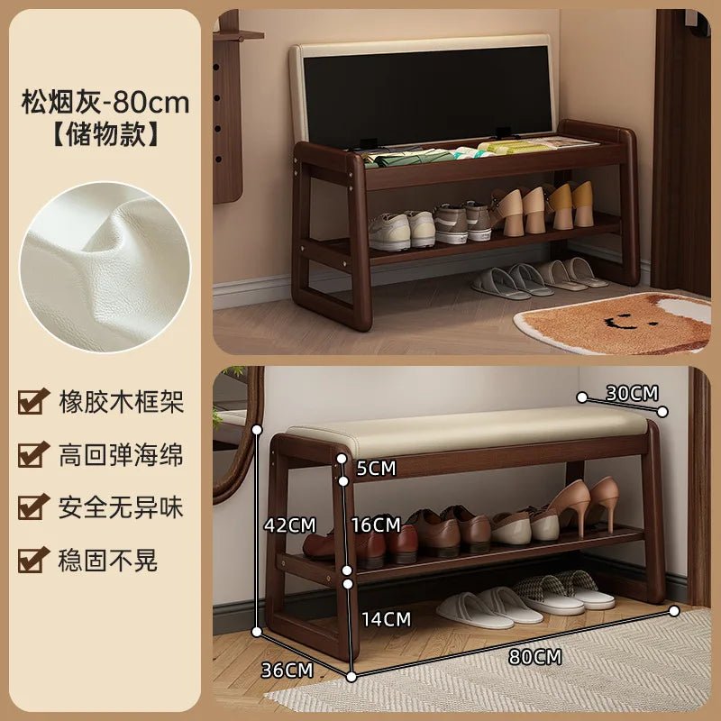 Modern Solid Wood Shoe Bench Entryway Multilayers Storage Stool Luxury Design for Hallway Bedroom Wide and Comfortable - Recipeliebe.com
