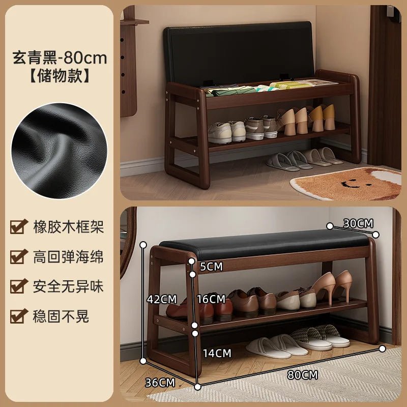 Modern Solid Wood Shoe Bench Entryway Multilayers Storage Stool Luxury Design for Hallway Bedroom Wide and Comfortable - Recipeliebe.com
