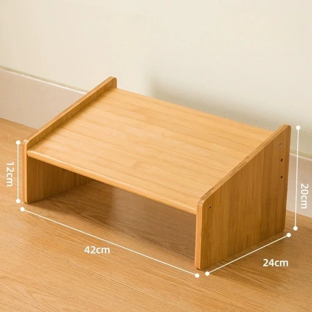 Office Footstool Bathroom Footstool Bamboo Product Sloping Small and Flexible Large Stool Adjustable Foot Pedal Under The Table - Recipeliebe.com