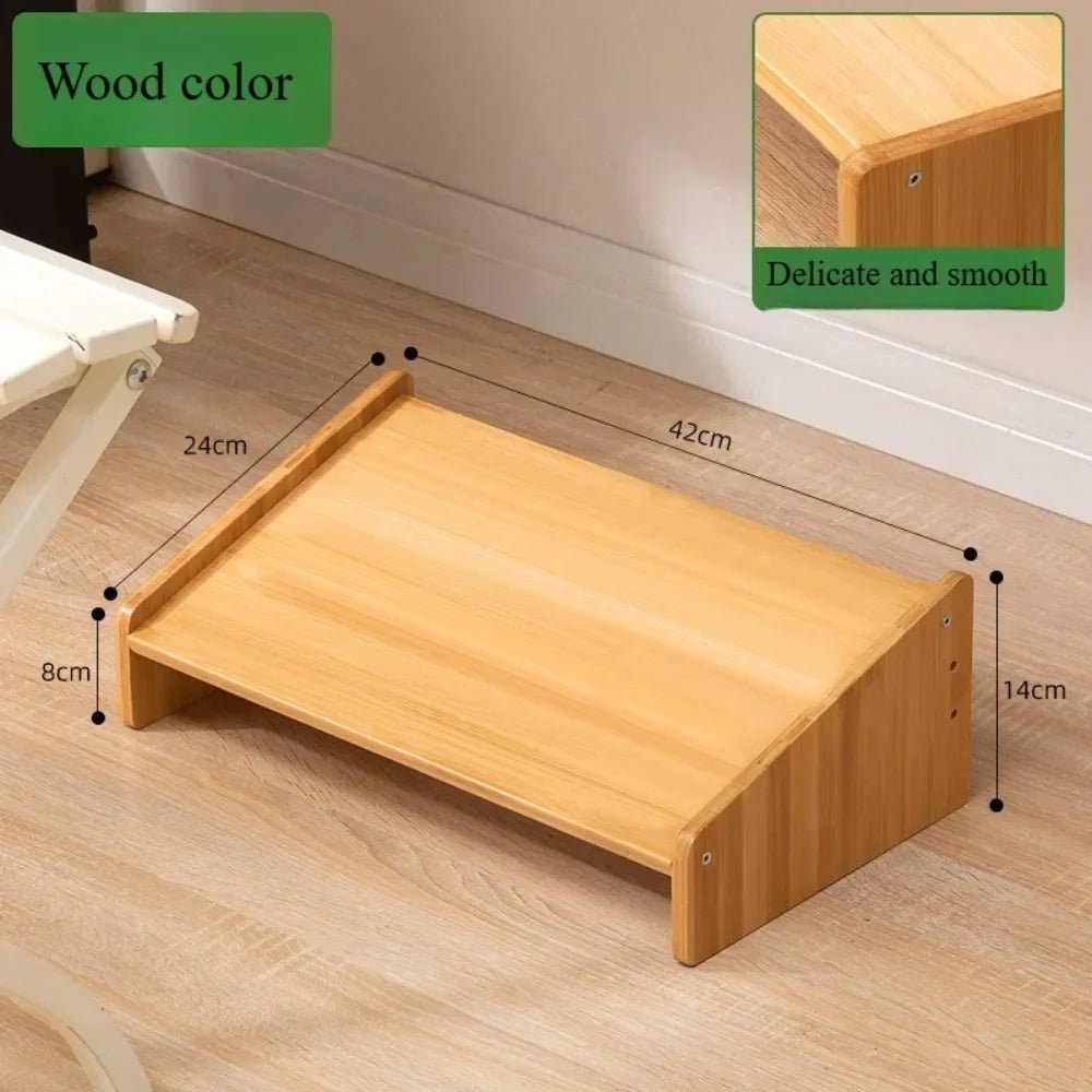 Office Footstool Bathroom Footstool Bamboo Product Sloping Small and Flexible Large Stool Adjustable Foot Pedal Under The Table - Recipeliebe.com