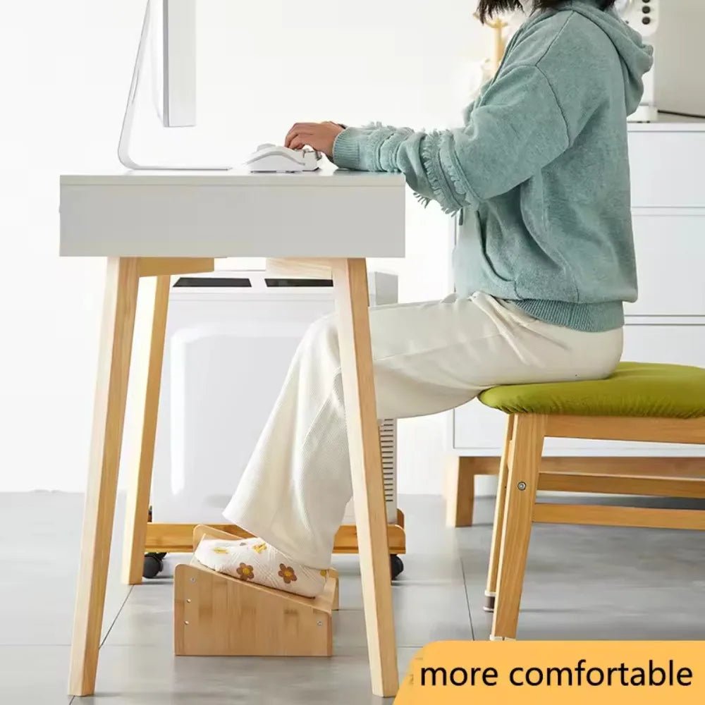 Office Footstool Bathroom Footstool Bamboo Product Sloping Small and Flexible Large Stool Adjustable Foot Pedal Under The Table - Recipeliebe.com