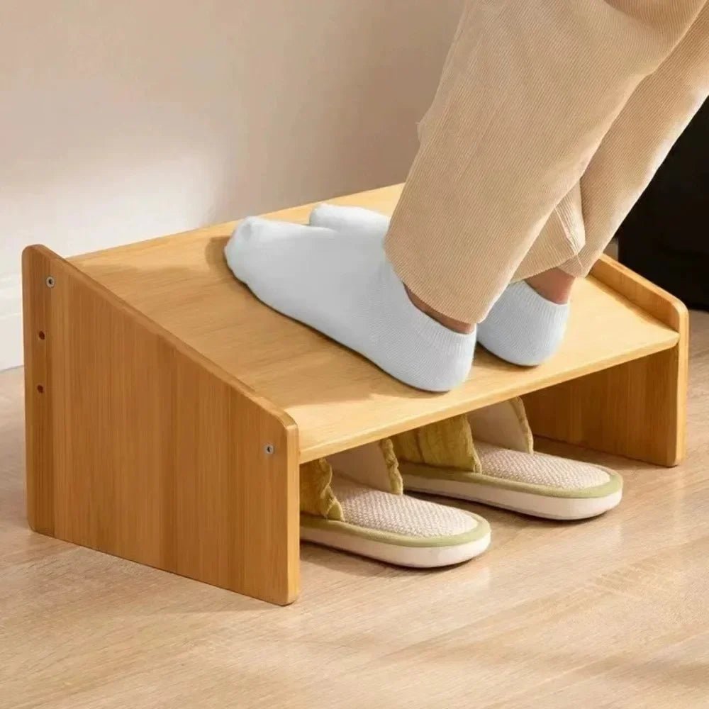 Office Footstool Bathroom Footstool Bamboo Product Sloping Small and Flexible Large Stool Adjustable Foot Pedal Under The Table - Recipeliebe.com