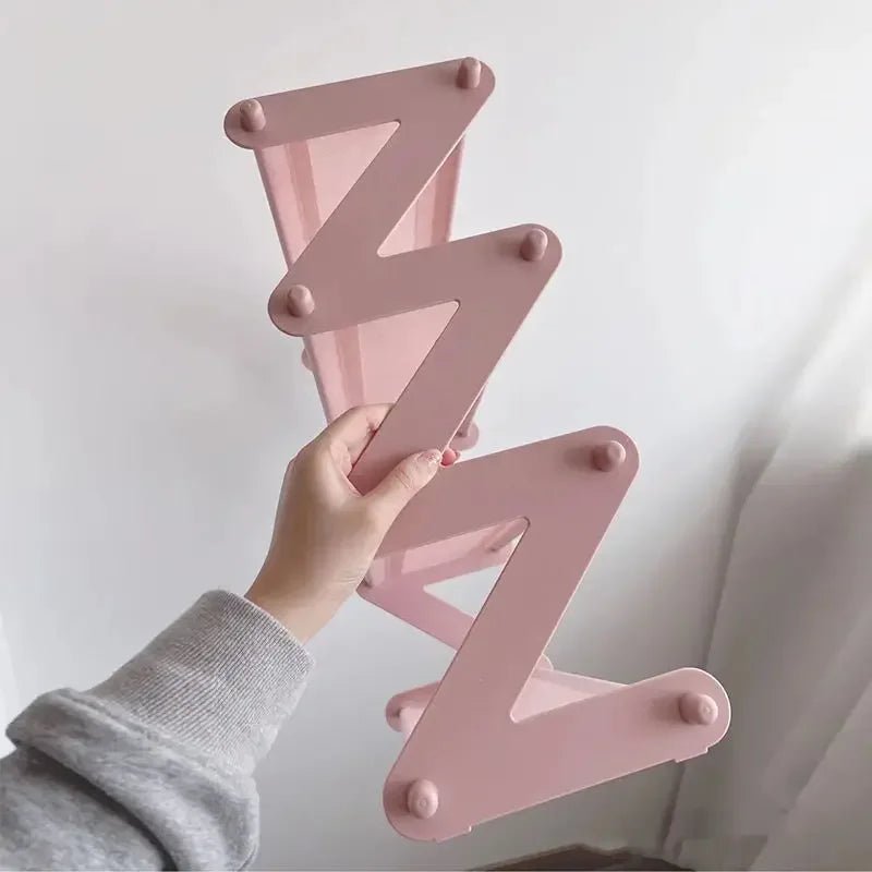 Pink 4 Tier Z Shaped Shoe Rack Floor Mounted Storage Shelf for Living Room Bedroom Multi Layer Assembly Shoe Rack Organizer - Bakesbyemily.com