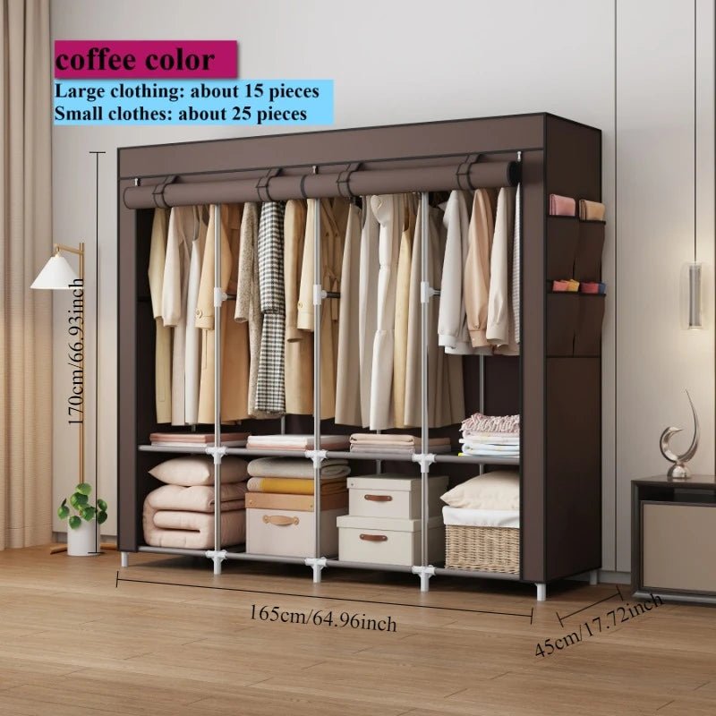 Portable Closet Large Household Multi - laye Economy Fabric Wardrobe Dustproof Rental Room Single Person Closet Clothes Organizer - Recipeliebe.com
