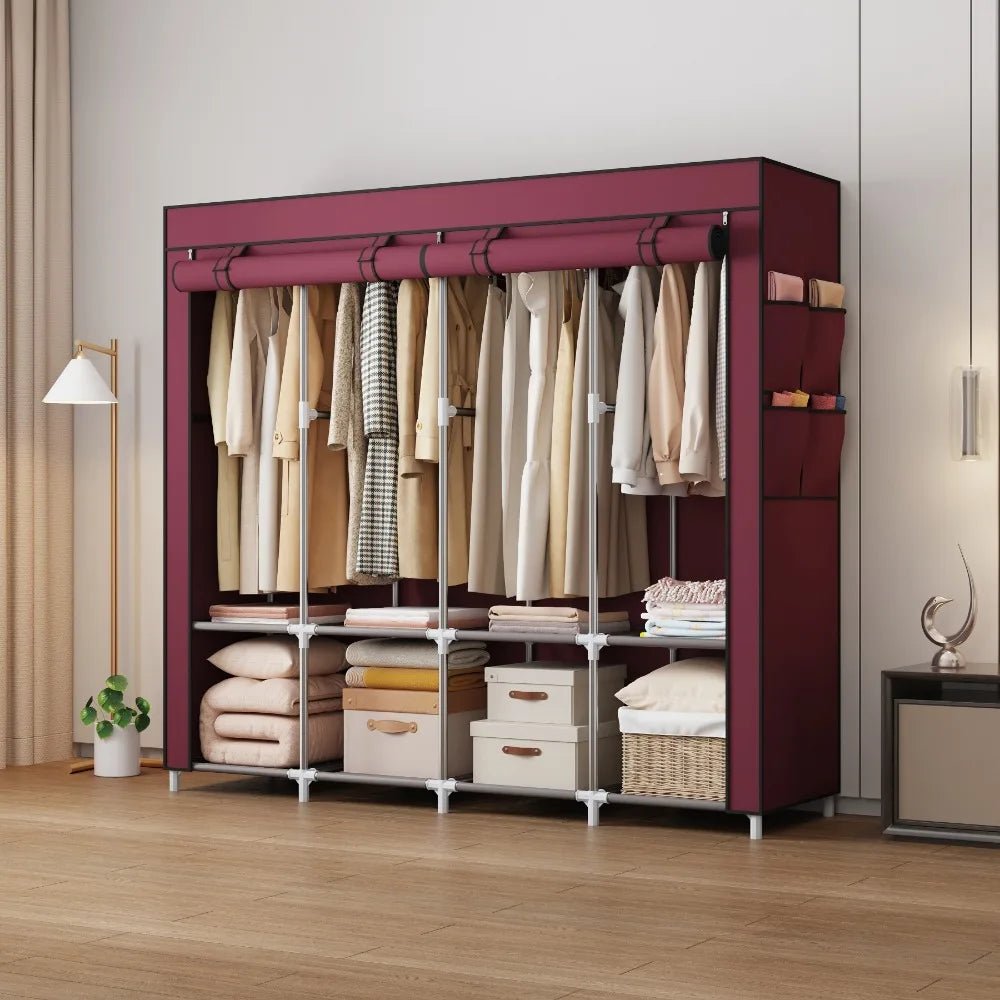 Portable Closet Large Household Multi - laye Economy Fabric Wardrobe Dustproof Rental Room Single Person Closet Clothes Organizer - Recipeliebe.com