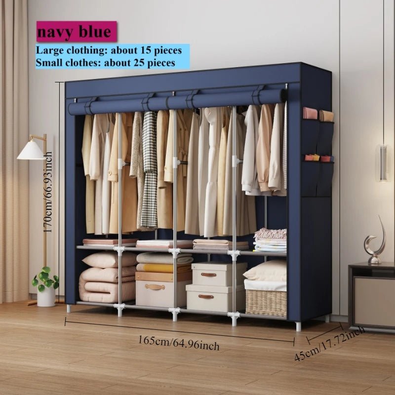 Portable Closet Large Household Multi - laye Economy Fabric Wardrobe Dustproof Rental Room Single Person Closet Clothes Organizer - Recipeliebe.com