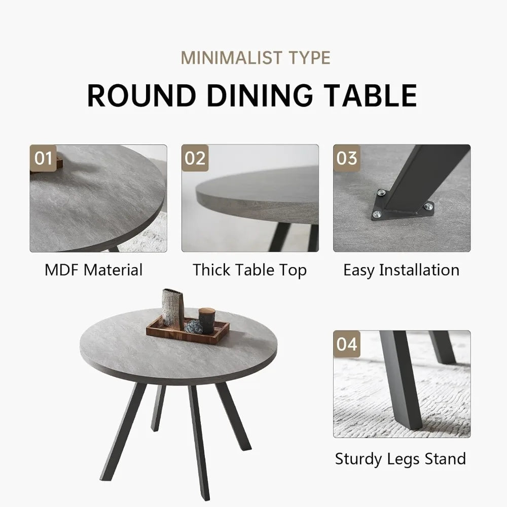 Round Dining Table Set, Mid Century Modern Small Round Dining Table Set, Saving Space - Recipeliebe.com