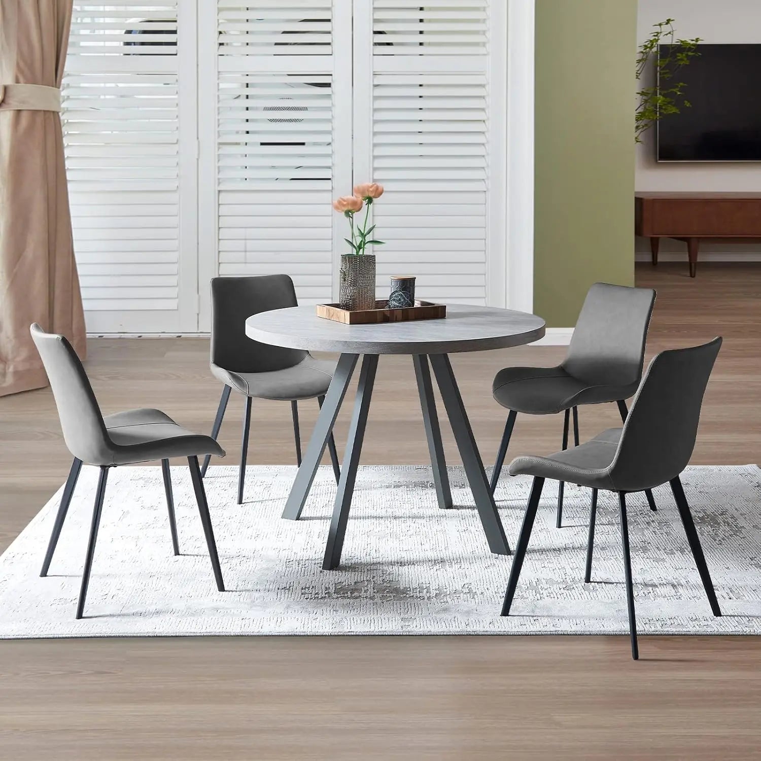 Round Dining Table Set, Mid Century Modern Small Round Dining Table Set, Saving Space - Recipeliebe.com