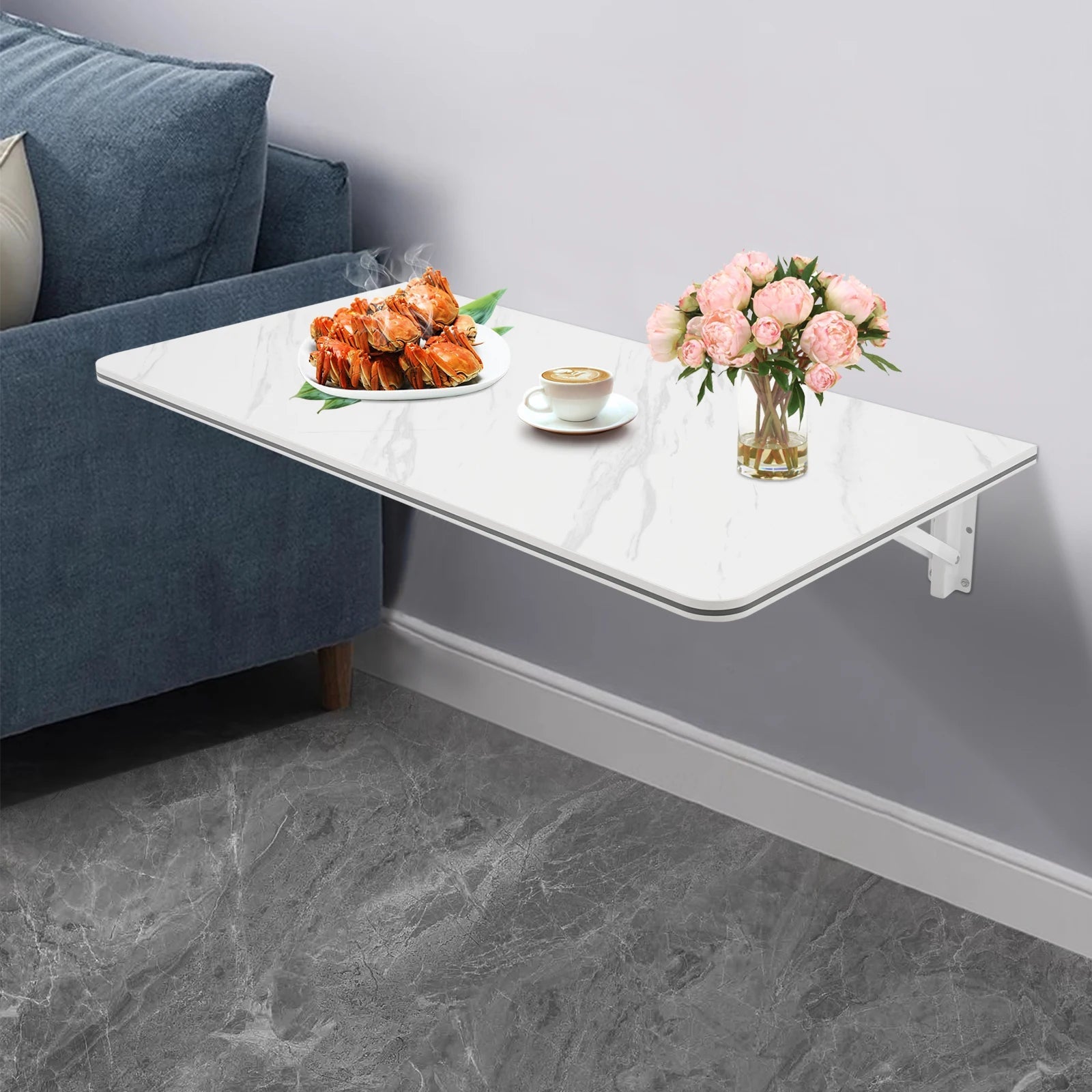 Rust - Proof Wall - Mounted Folding Table Easy to Clean Wall Mounted Folding Table for Bedroom/Living Room/Study/Kitchen - Bakesbyemily.com