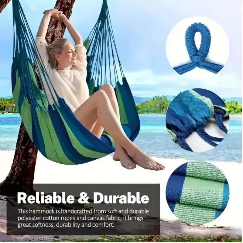 Single Wide Thick Canvas Hammock Outdoor Camping Leisure Swing Portable dormitory Hanging Bed Sleeping Swing Hammock - Bakesbyemily.com