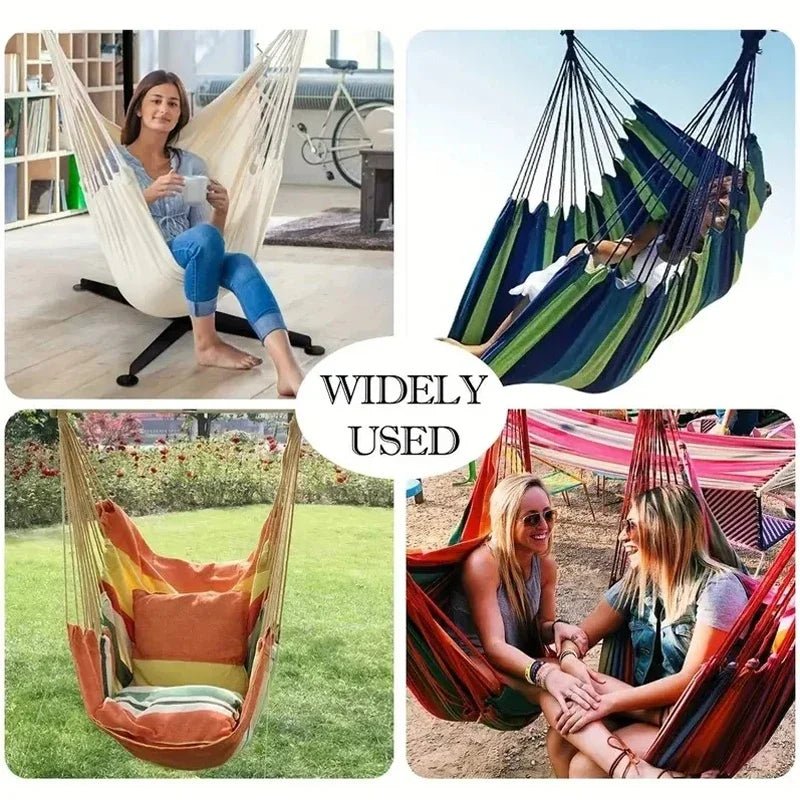 Single Wide Thick Canvas Hammock Outdoor Camping Leisure Swing Portable dormitory Hanging Bed Sleeping Swing Hammock - Bakesbyemily.com