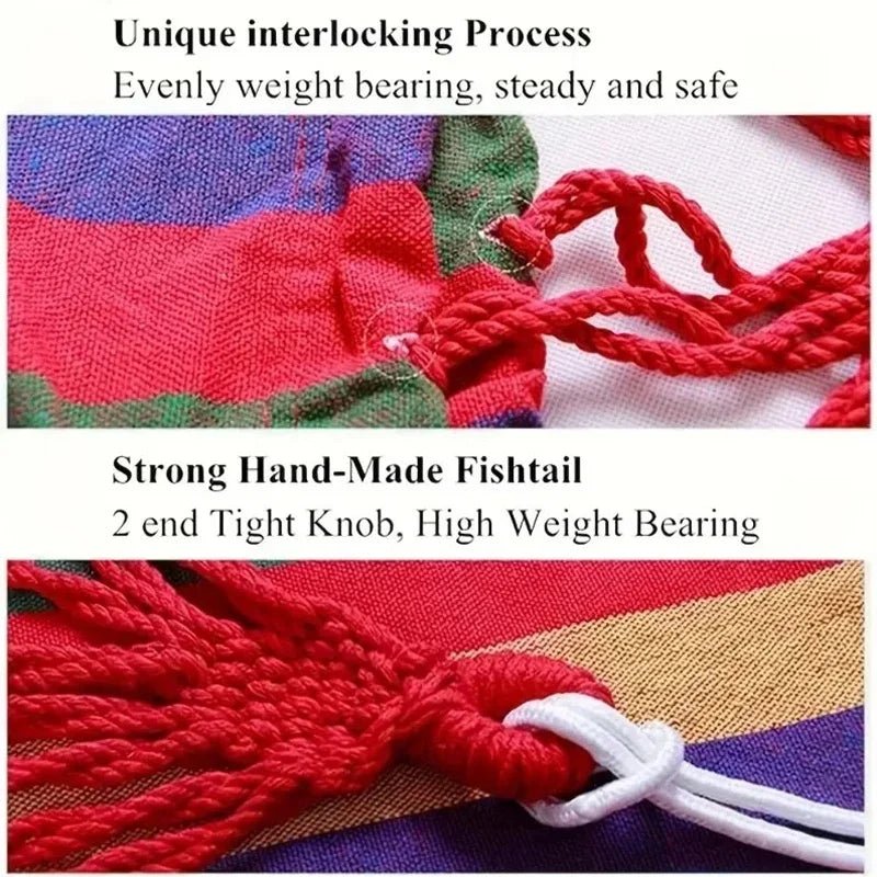 Single Wide Thick Canvas Hammock Outdoor Camping Leisure Swing Portable dormitory Hanging Bed Sleeping Swing Hammock - Bakesbyemily.com