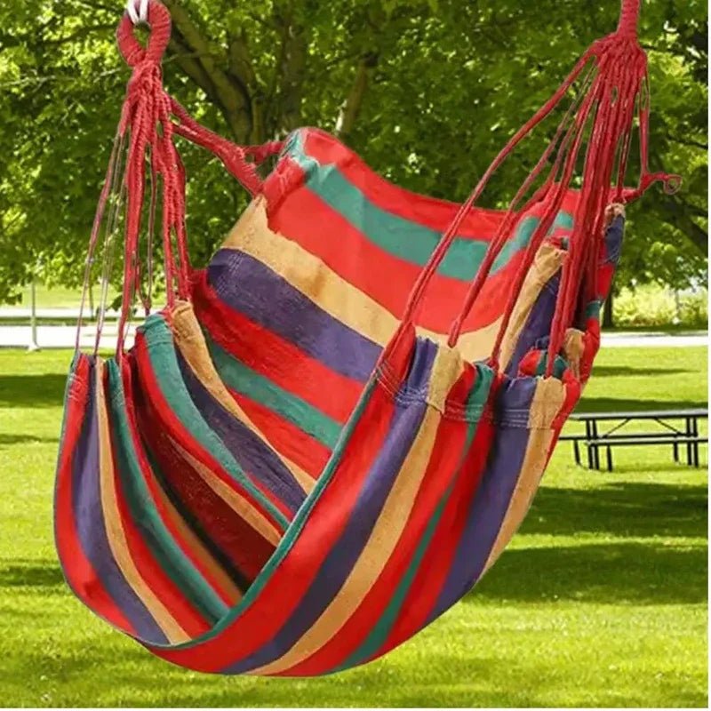 Single Wide Thick Canvas Hammock Outdoor Camping Leisure Swing Portable dormitory Hanging Bed Sleeping Swing Hammock - Bakesbyemily.com