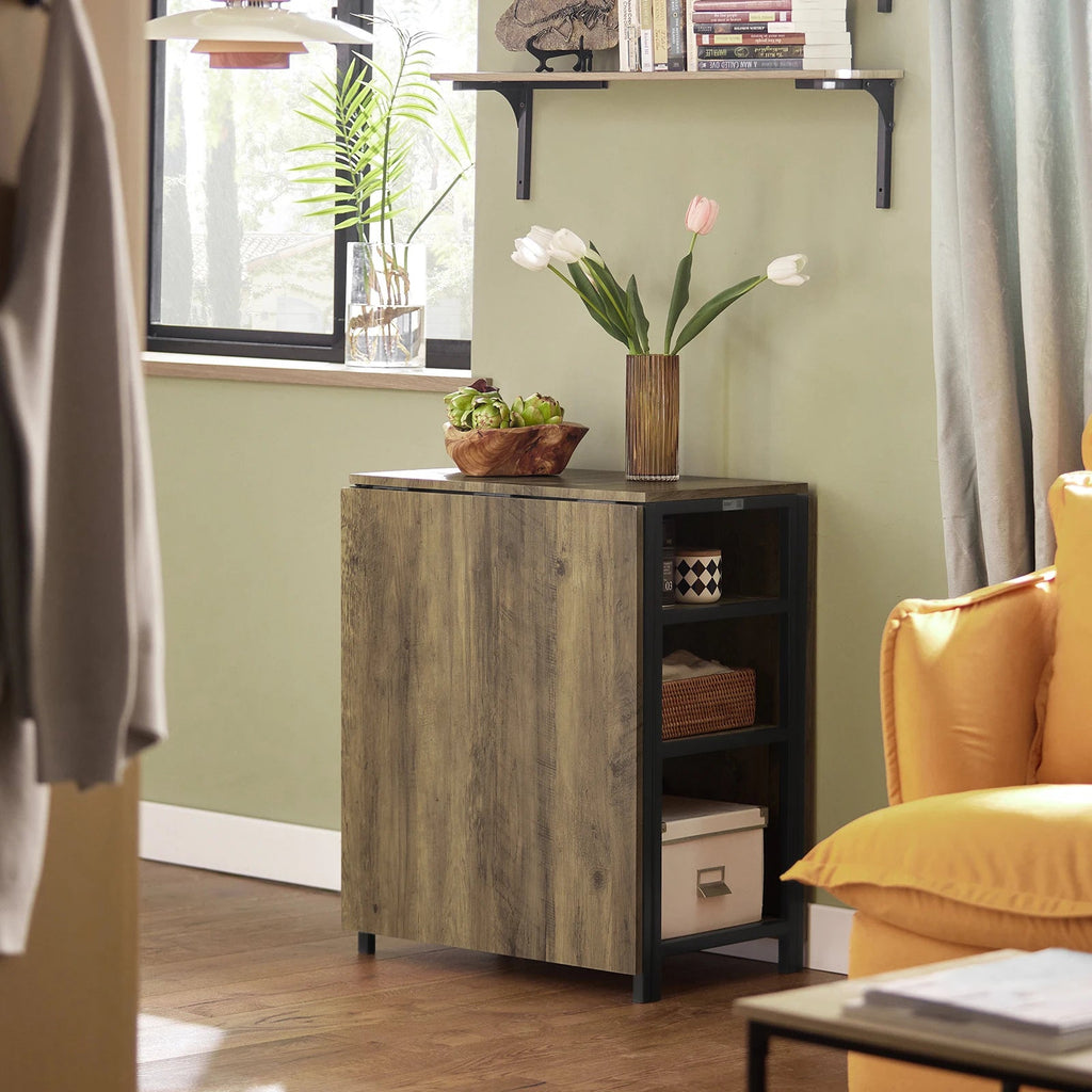 SoBuy FWT62 - N folding dining room table with 3 shelves folding table kitchen table wooden table table industrial design - Recipeliebe.com