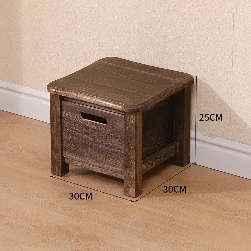 Solid Wood Hallway Entrance Change Shoes Bench Sofa Bedside Low Table Ottoman Cabinet Nordic Storage Square Stool with Drawer - Recipeliebe.com