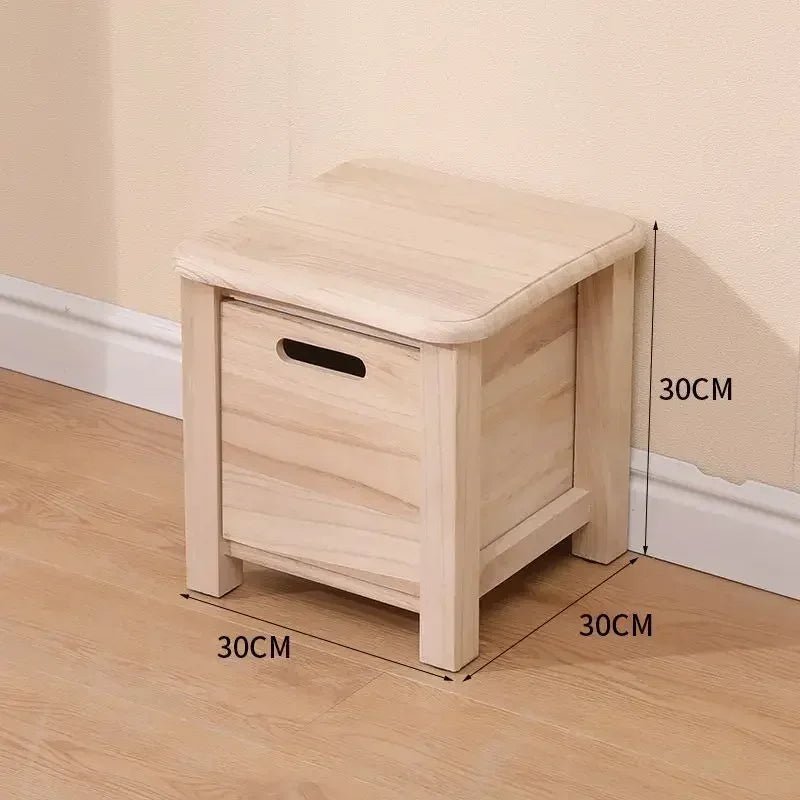 Solid Wood Hallway Entrance Change Shoes Bench Sofa Bedside Low Table Ottoman Cabinet Nordic Storage Square Stool with Drawer - Bakesbyemily.com