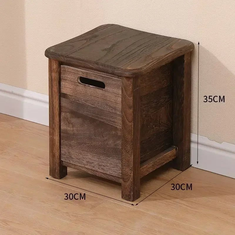 Solid Wood Hallway Entrance Change Shoes Bench Sofa Bedside Low Table Ottoman Cabinet Nordic Storage Square Stool with Drawer - Bakesbyemily.com