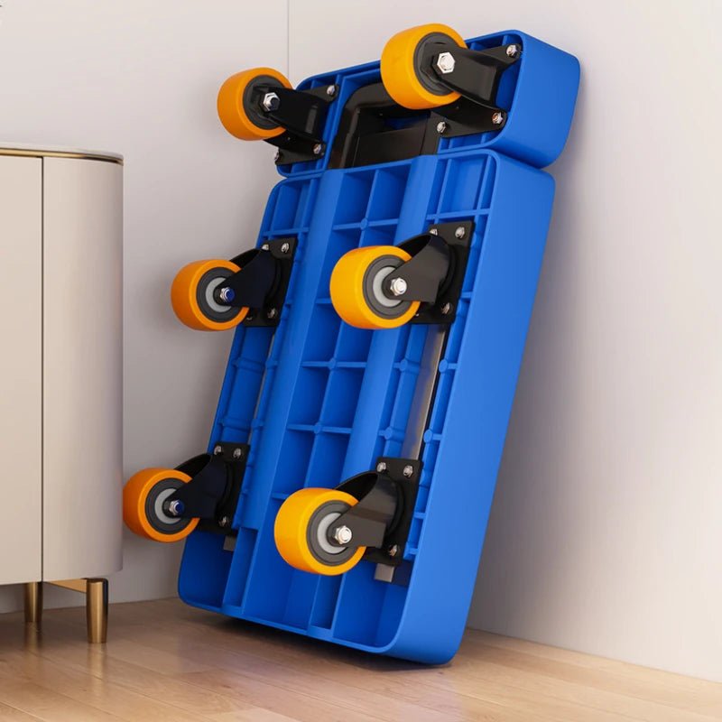 Telescopic tie rod flatbed truck folding silent trolley express pulling trolley six - wheeled small trolley thickened trailer - Recipeliebe.com