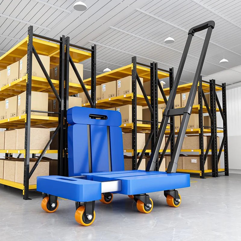 Telescopic tie rod flatbed truck folding silent trolley express pulling trolley six - wheeled small trolley thickened trailer - Recipeliebe.com