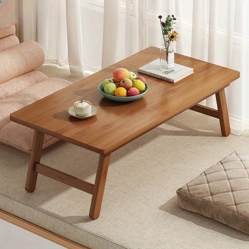 Versatile Foldable Coffee Table - Brown, Bamboo Top, Contemporary Style for Bay Window, Balcony, or Study Area - Recipeliebe.com