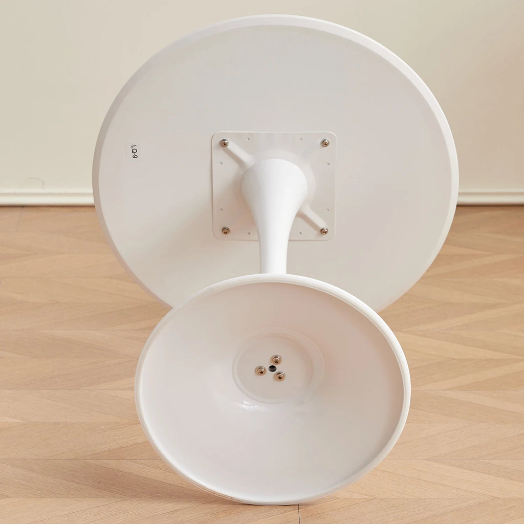 White Round Table Fixed Gina Kitchen Dining Room Living Room Nordic Modern Style Furniture Small Balcony Table 70CM - Bakesbyemily.com