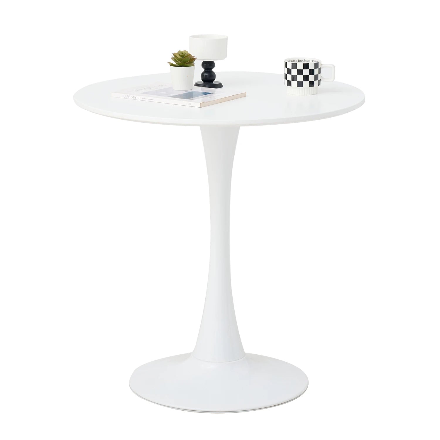 White Round Table Fixed Gina Kitchen Dining Room Living Room Nordic Modern Style Furniture Small Balcony Table 70CM - Bakesbyemily.com